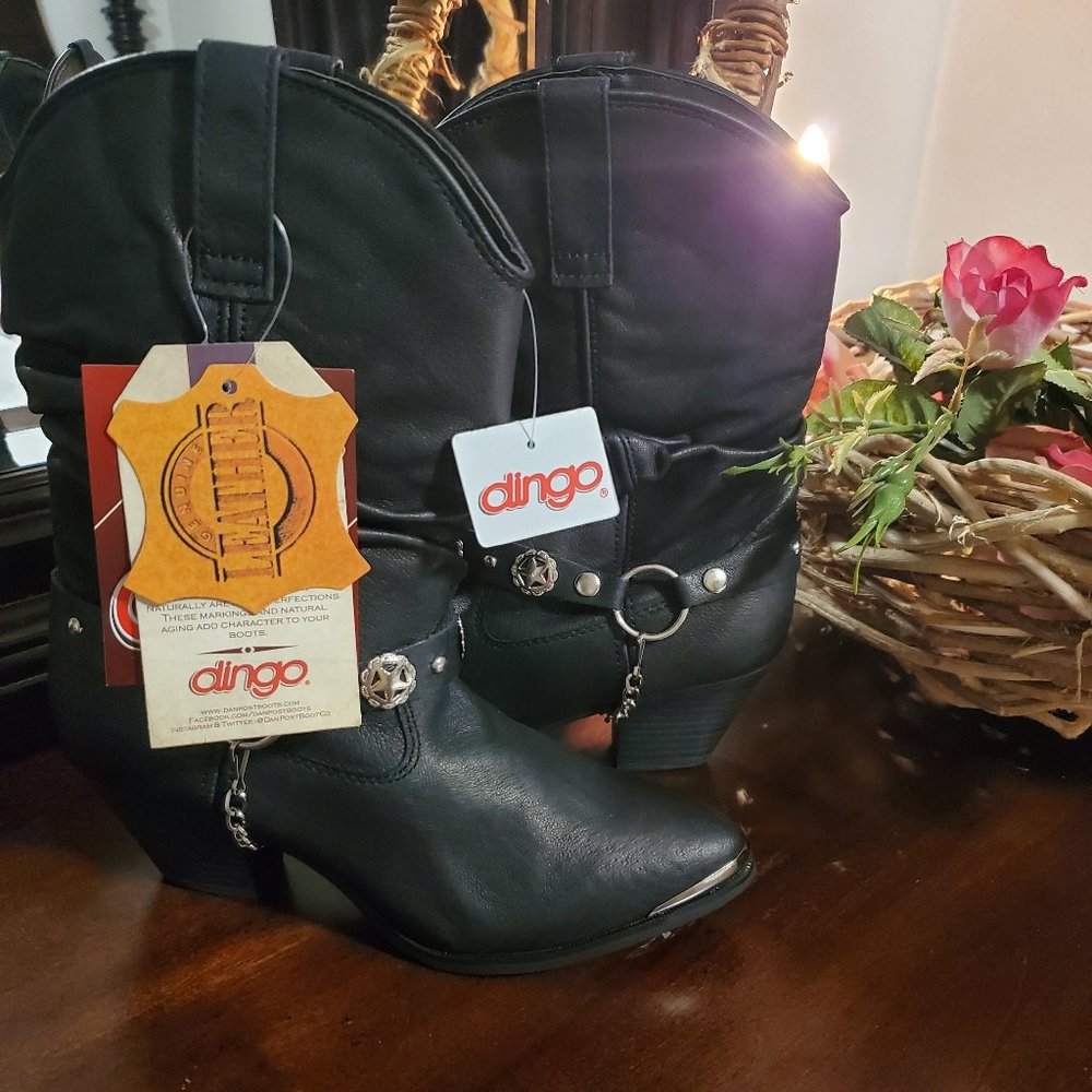 Dingo Black Leather Ladies Boots 6.5